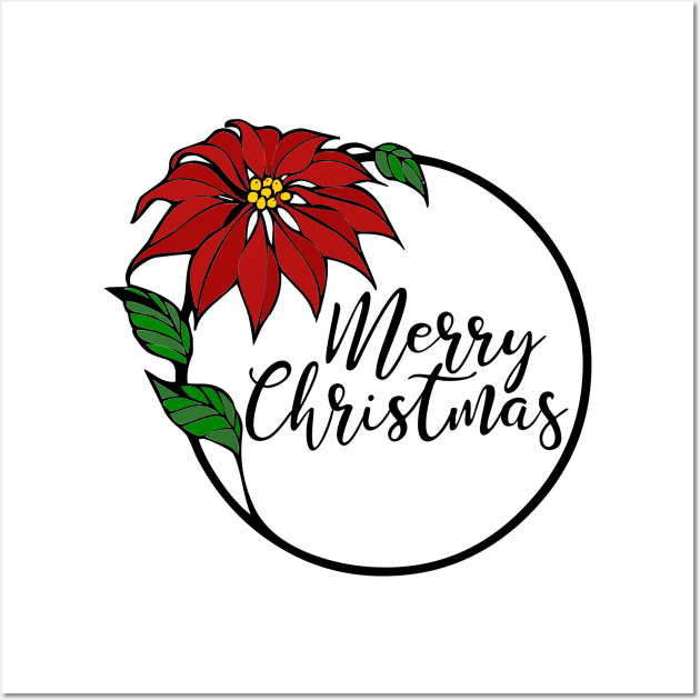 Merry Christmas Poinsettia Wall Art by SmartCraftCo